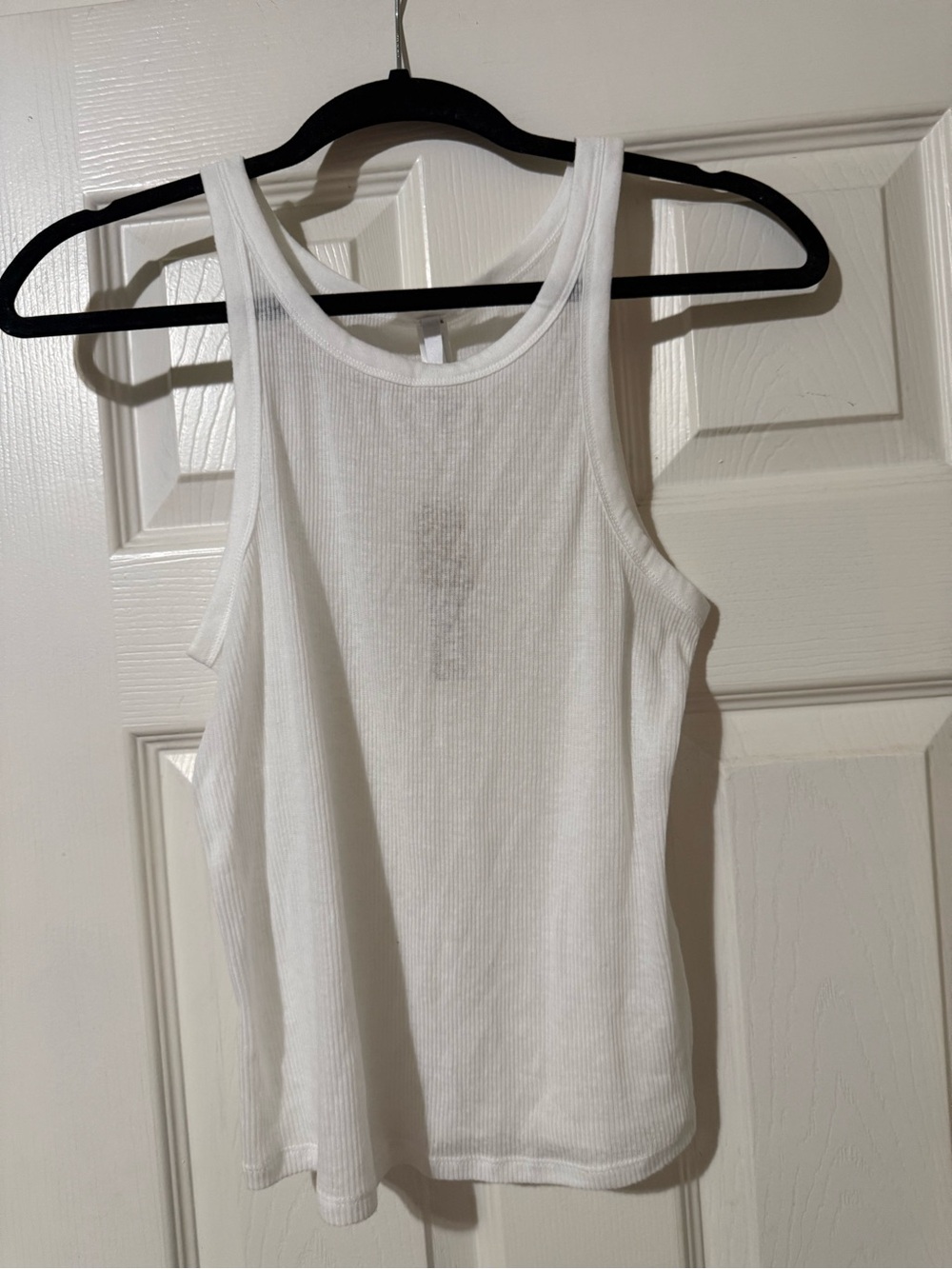 Skims White Ribbed Tank Top - Scoop Neck